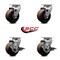 Service Caster 4'' High Temp Glass Filled Nylon Swivel Caster Set w/Roller Bearings 2 Brakes, 4PK SCC-20S420-GFNRHT-2-TLB-2 - alternate 3